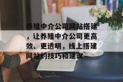 养殖中介公司网站搭建,让养殖中介公司更高效、更透明,线上搭建网站的技巧和建议 养殖中介公司网站搭建,让养殖中介公司更高效、更透明,线上搭建网站的技巧和建议
