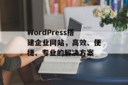 WordPress搭建企业网站,高效、便捷、专业的解决方案 WordPress搭建企业网站,高效、便捷、专业的解决方案