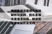 西瓜直播流量提升策略解析与实践，西瓜直播流量爆发秘籍，精准营销策略解析及实践