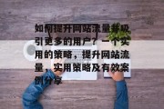 如何提升网站流量并吸引更多的用户？一个实用的策略，提升网站流量，实用策略及有效案例分享