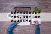 提升热点流量网速方法之我见,提升热门网站访问速度的策略