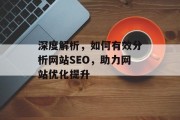 深度解析,如何有效分析网站SEO,助力网站优化提升 深度解析,如何有效分析网站SEO,助力网站优化提升