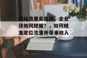 网站流量卖出钱，企业该如何把握？，如何精准定位流量并带来收入？