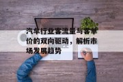 汽车行业客流量与客单价的双向驱动,解析市场发展趋势 汽车行业客流量与客单价的双向驱动,解析市场发展趋势