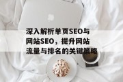 深入解析单页SEO与网站SEO,提升网站流量与排名的关键策略 深入解析单页SEO与网站SEO,提升网站流量与排名的关键策略