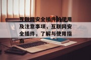 互联网安全插件的使用及注意事项,互联网安全插件,了解与使用指南 互联网安全插件的使用及注意事项,互联网安全插件,了解与使用指南