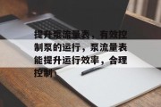 提升泵流量表，有效控制泵的运行，泵流量表能提升运行效率，合理控制