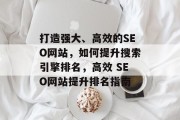 打造强大、高效的SEO网站,如何提升搜索引擎排名,高效 SEO网站提升排名指南 打造强大、高效的SEO网站,如何提升搜索引擎排名,高效 SEO网站提升排名指南