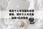 提高个人号流量的关键策略,提升个人号流量,秘籍+实战指南