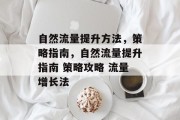 自然流量提升方法,策略指南,自然流量提升指南 策略攻略 流量增长法