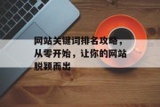 网站关键词排名攻略,从零开始,让你的网站脱颖而出 网站关键词排名攻略,从零开始,让你的网站脱颖而出