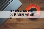 深入解析百度网站SEO,优化策略与实战技巧 深入解析百度网站SEO,优化策略与实战技巧