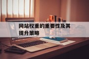 网站权重的重要性及其提升策略