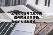 公司如何提升流量等级,提升网站流量等级,有效的方法和策略