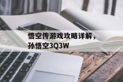 悟空传游戏攻略详解,孙悟空3Q3W