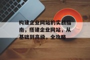构建企业网站的实战指南,搭建企业网站,从基础到高级,全攻略