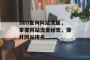 SEO查询网站流量,掌握网站流量秘密,提升网站排名 SEO查询网站流量,掌握网站流量秘密,提升网站排名
