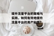 提升流量平台的策略与实践，如何有效地提升流量平台的用户粘性?
