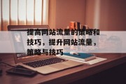 提高网站流量的策略和技巧,提升网站流量,策略与技巧