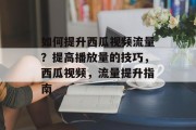 如何提升西瓜视频流量?提高播放量的技巧,西瓜视频,流量提升指南 如何提升西瓜视频流量?提高播放量的技巧,西瓜视频,流量提升指南
