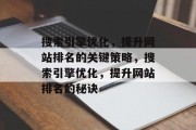 搜索引擎优化,提升网站排名的关键策略,搜索引擎优化,提升网站排名的秘诀