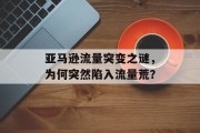 亚马逊流量突变之谜,为何突然陷入流量荒? 亚马逊流量突变之谜,为何突然陷入流量荒?