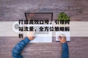 打造高效口号,引爆网站流量,全方位策略解析 打造高效口号,引爆网站流量,全方位策略解析
