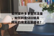 如何提升多多自然流量,如何利用SEO提高网站的搜索引擎排名? 如何提升多多自然流量,如何利用SEO提高网站的搜索引擎排名?