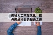 揭秘人工网站优化，提升网站排名的秘诀之道