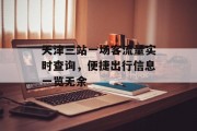 天津三站一场客流量实时查询,便捷出行信息一览无余 天津三站一场客流量实时查询,便捷出行信息一览无余
