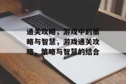 通关攻略，游戏中的策略与智慧，游戏通关攻略，策略与智慧的结合