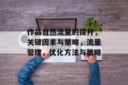 作品自然流量的提升,关键因素与策略,流量管理,优化方法与策略