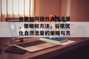 谷歌如何提升自然流量，策略和方法，谷歌优化自然流量的策略与方法