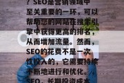 SEO优化网站多少钱?SEO是营销领域中至关重要的一环,可以帮助您的网站在搜索引擎中获得更高的排名,从而增加流量。然而,SEO的花费不是一次性投入的,它需要持续不断地进行和优化。,SEO,长期投资成本与流量回报比 SEO优化网站多少钱?SEO是营销领域中至关重要的一环,可以帮助您的网站在搜索引擎中获得更高的排名,从而增加流量。然而,SEO的花费不是一次性投入的,它需要持续不断地进行和优化。,SEO,长期投资成本与流量回报比
