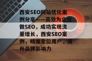 西安SEO网站优化案例分享——高效为企业做SEO，成功实现流量增长，西安SEO案例，精准定位用户，提升品牌影响力