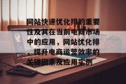 网站快速优化排的重要性及其在当前电商市场中的应用，网站优化排，提升电商运营效率的关键因素及应用实例