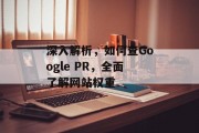 深入解析，如何查Google PR，全面了解网站权重