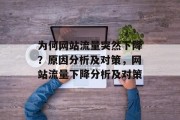 为何网站流量突然下降?原因分析及对策,网站流量下降分析及对策 为何网站流量突然下降?原因分析及对策,网站流量下降分析及对策