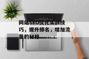 网站SEO优化实战技巧,提升排名,增加流量的秘籍 网站SEO优化实战技巧,提升排名,增加流量的秘籍