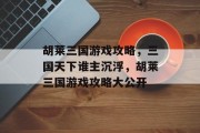 胡莱三国游戏攻略，三国天下谁主沉浮，胡莱三国游戏攻略大公开