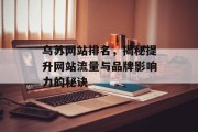 乌苏网站排名，揭秘提升网站流量与品牌影响力的秘诀