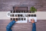王通揭秘手机网站SEO优化策略,让移动端流量翻倍增长 王通揭秘手机网站SEO优化策略,让移动端流量翻倍增长