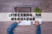 打造正流量网站,为网络生态注入正能量 打造正流量网站,为网络生态注入正能量