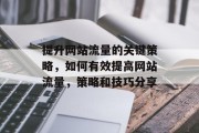 提升网站流量的关键策略,如何有效提高网站流量,策略和技巧分享 提升网站流量的关键策略,如何有效提高网站流量,策略和技巧分享