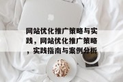 网站优化推广策略与实践,网站优化推广策略,实践指南与案例分析 网站优化推广策略与实践,网站优化推广策略,实践指南与案例分析