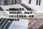 网站SEO报告，优化和优化技巧，网站SEO优化实战指南，从策略到实践
