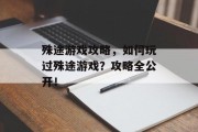殊途游戏攻略，如何玩过殊途游戏？攻略全公开！