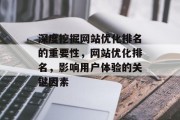 深度挖掘网站优化排名的重要性,网站优化排名,影响用户体验的关键因素 深度挖掘网站优化排名的重要性,网站优化排名,影响用户体验的关键因素