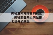揭秘查网站排名的秘密，揭秘那些助力网站排名提升的网站