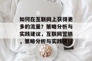 如何在互联网上获得更多的流量?策略分析与实践建议,互联网营销,策略分析与实践建议